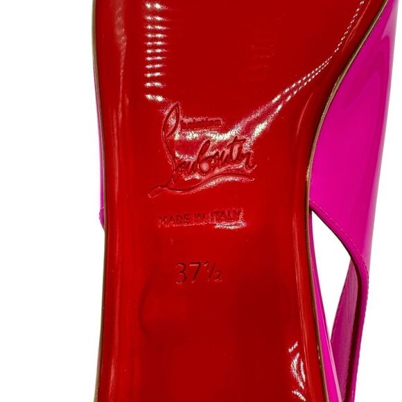 NEW Christian Louboutin Hot Chickita Sling Patent Leather Ballet Flats Pink 7.5 - Picture 11 of 15